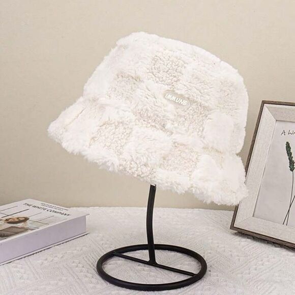 Fur Furry Fuzzy Teddy Bear Patchwork Immune Bucket Hat - Picture 1 of 8